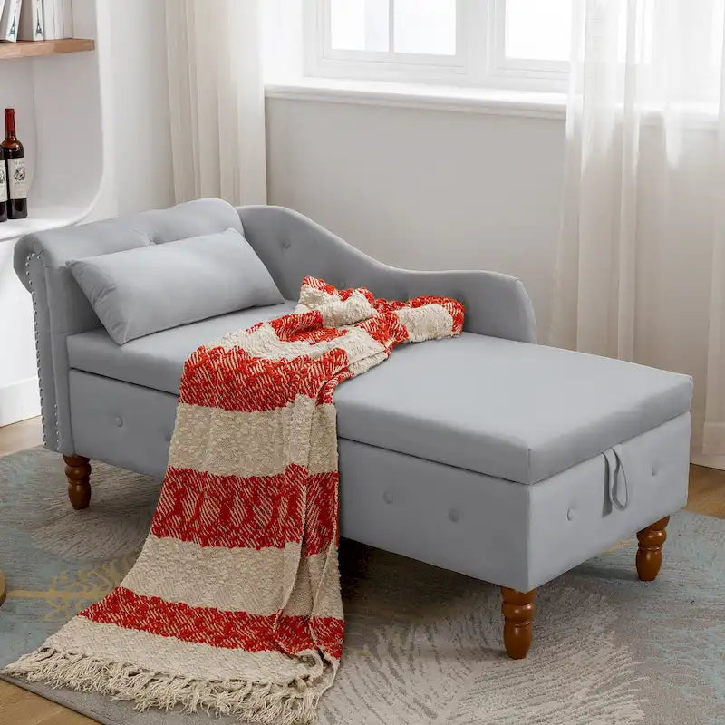 Méridienne d’intérieur en velours avec coussin