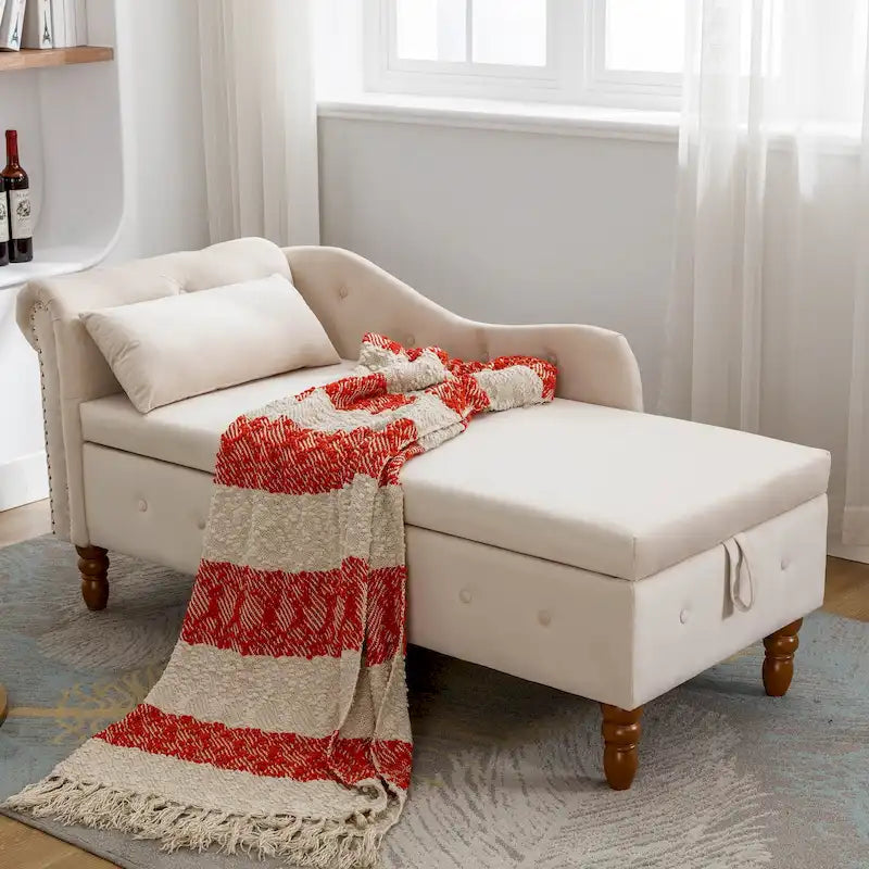 Méridienne d’intérieur en velours avec coussin