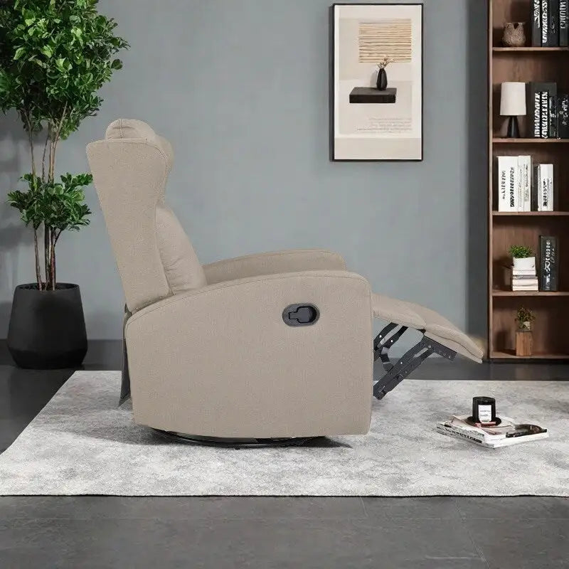 Schaukelnder Drehsessel mit Liegefunktion für das Wohnzimmer, 360-Grad-Drehung, verstellbarer moderner Relaxsessel mit Lendenstütze