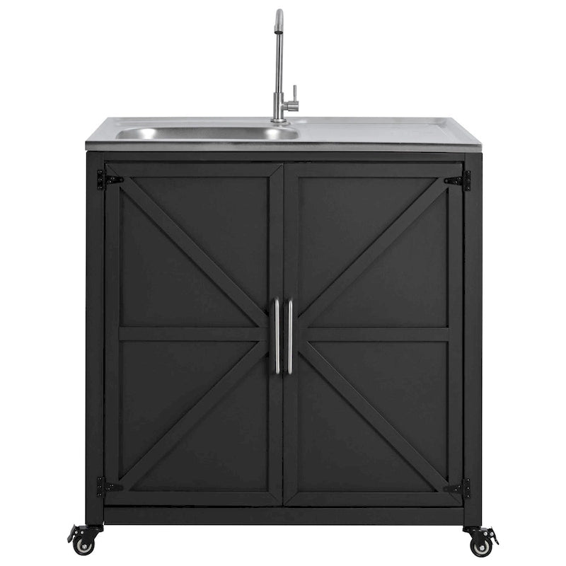Mobile Outdoor-Küchenspüle, modulare Terrassen-Küchenspülenstation mit Schrank