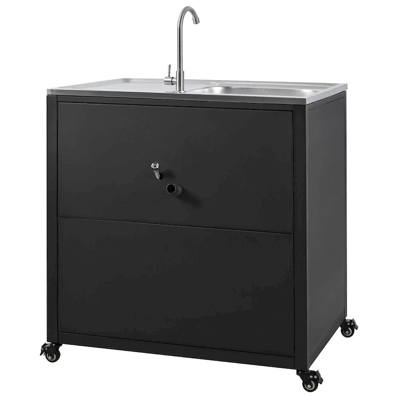 Mobile Outdoor-Küchenspüle, modulare Terrassen-Küchenspülenstation mit Schrank