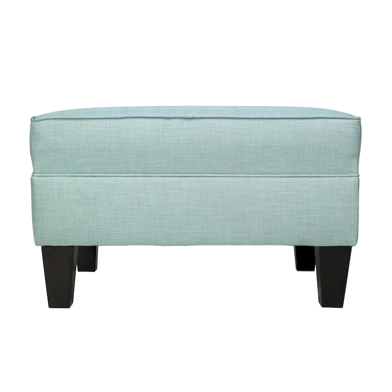Pouf carré rembourré en tissu avec passepoil