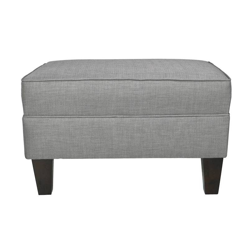 Pouf carré rembourré en tissu avec passepoil