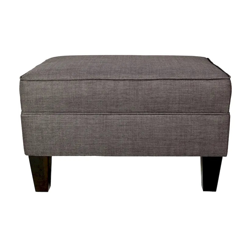 Pouf carré rembourré en tissu avec passepoil