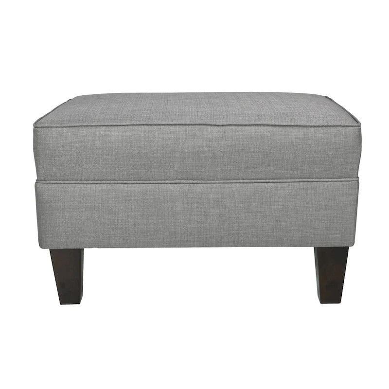 Pouf carré rembourré en tissu avec passepoil
