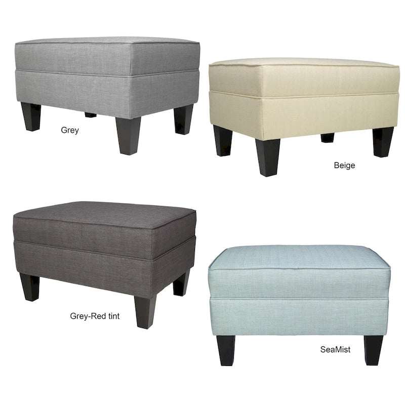 Pouf carré rembourré en tissu avec passepoil