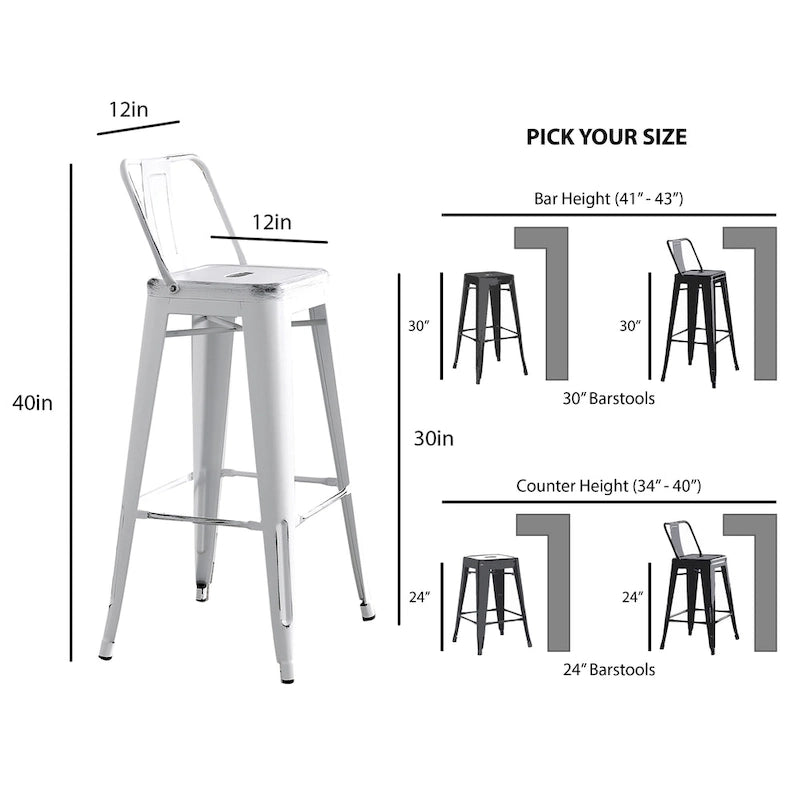 Metalen barkrukken van 30 inch, set van 2