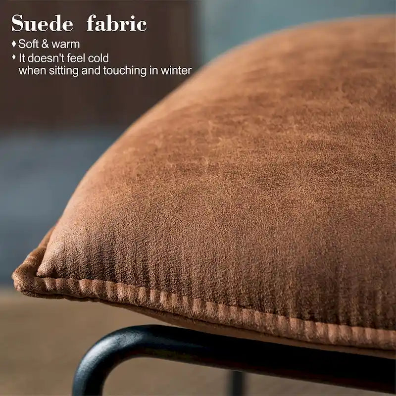Mid-century moderne accentstoel zonder armleuningen van suède