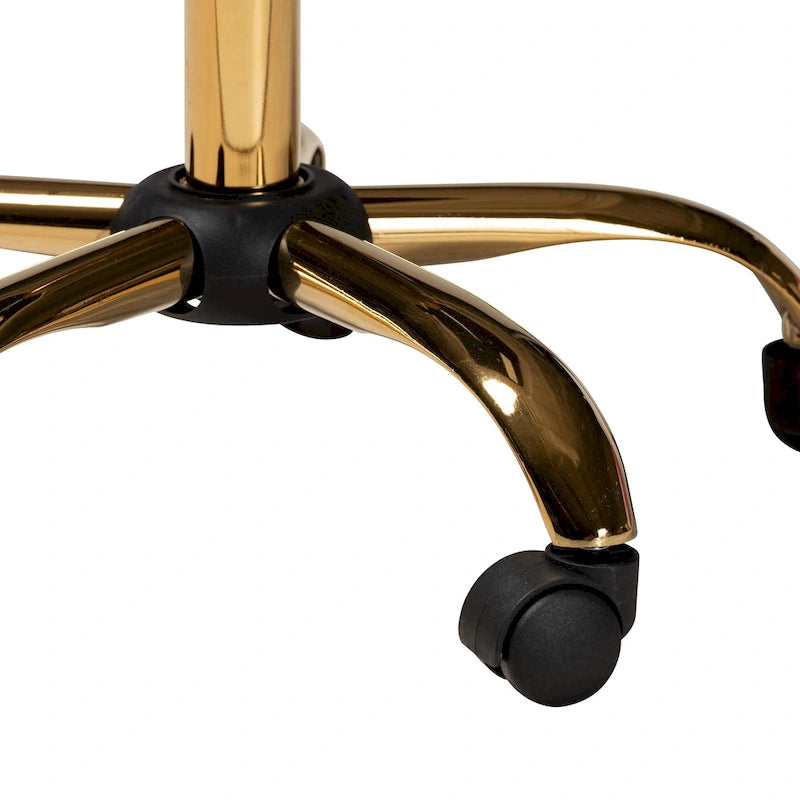 Contemporary Glam and Luxe Velvet Fabric and Gold Metal Swivel Office chair
