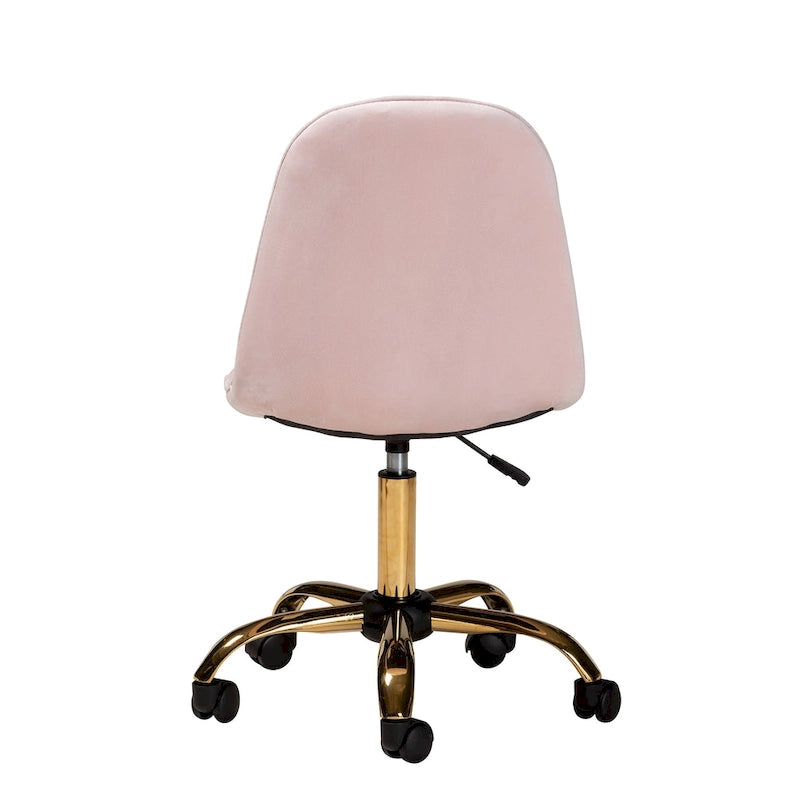 Contemporary Glam and Luxe Velvet Fabric and Gold Metal Swivel Office chair