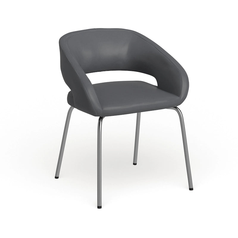 Cadeira lateral contemporânea LeatherSoft para receção, com pernas cromadas