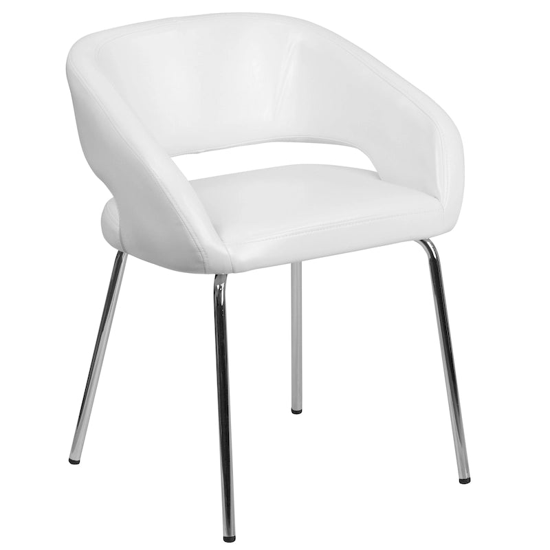 Cadeira lateral contemporânea LeatherSoft para receção, com pernas cromadas