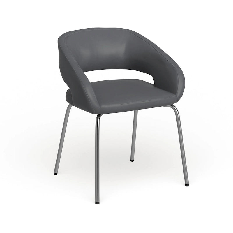 Cadeira lateral contemporânea LeatherSoft para receção, com pernas cromadas