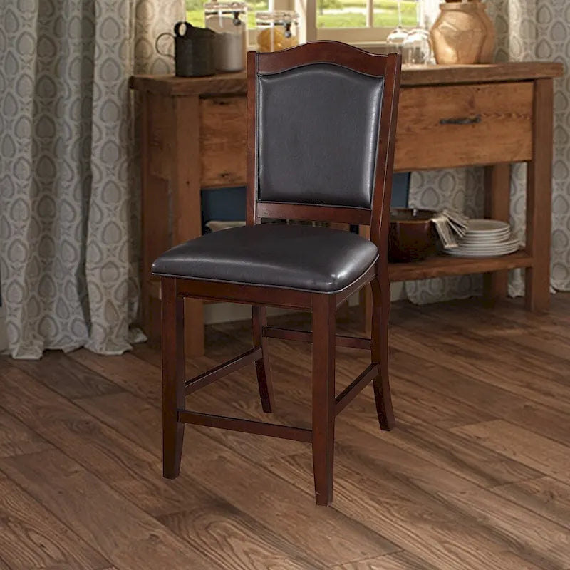 Holz-Hochstuhl ohne Armlehnen, espresso-braun und schwarz, 2er-Set