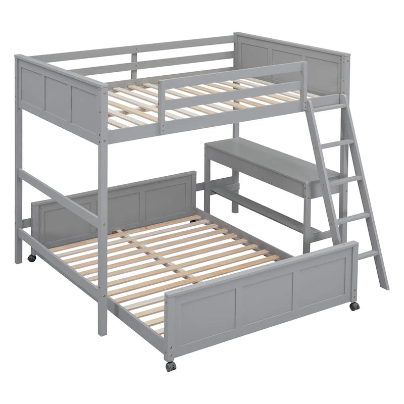 Full Over Full/Twin Over Full Bunk Bed with Desk