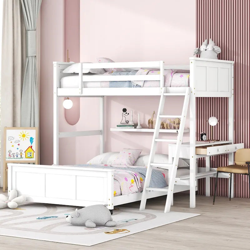 Łóżko piętrowe Full nad Full/Twin nad Full z biurkiem