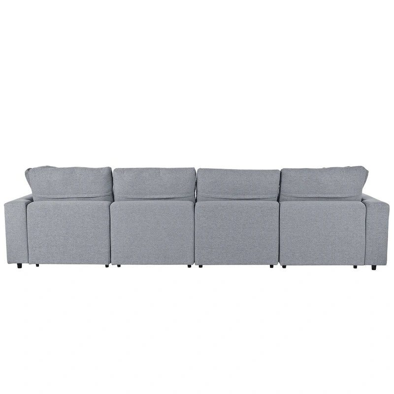 Divano componibile moderno a U, 2 chaise longue grandi con pouf rimovibili