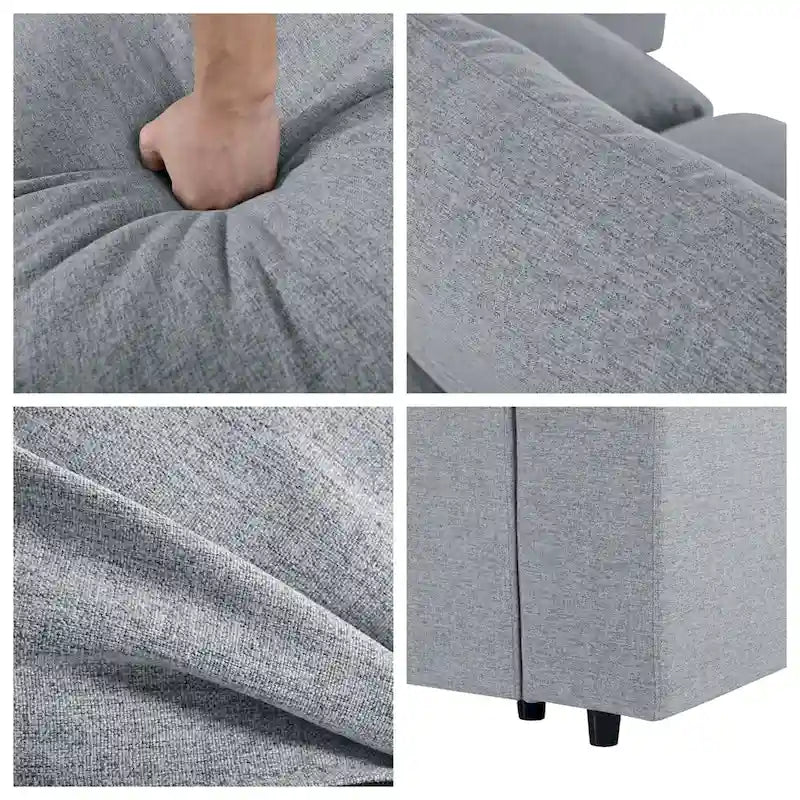 Divano componibile moderno a U, 2 chaise longue grandi con pouf rimovibili
