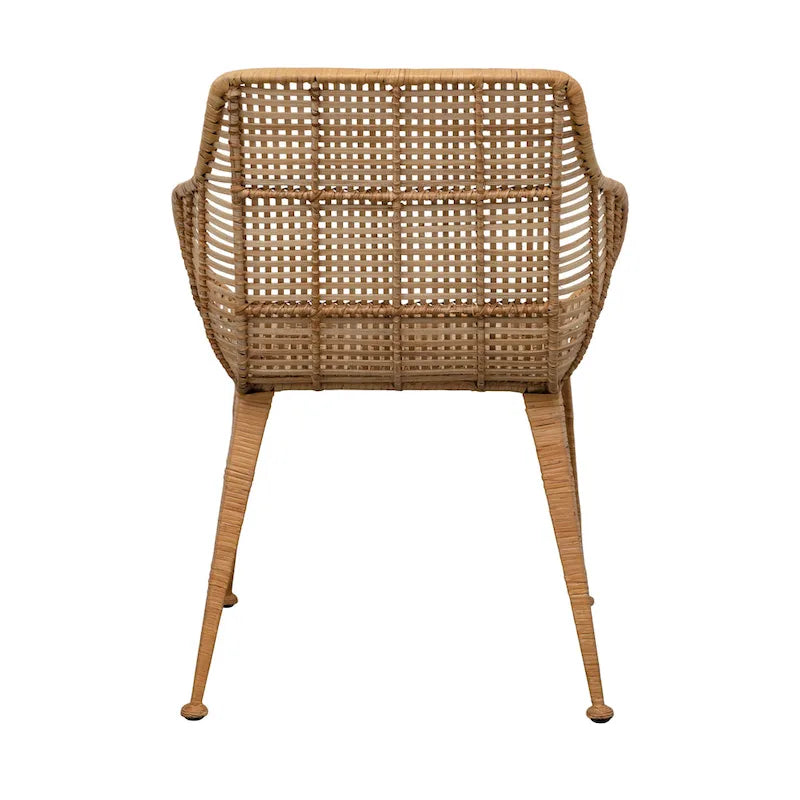 Cadeira com braços em rattan e metal
