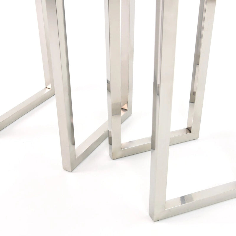 Vysoké vnořovací stolky se stříbrnou imitací ještěří kůže, sada 2 kusů - 12 x 38