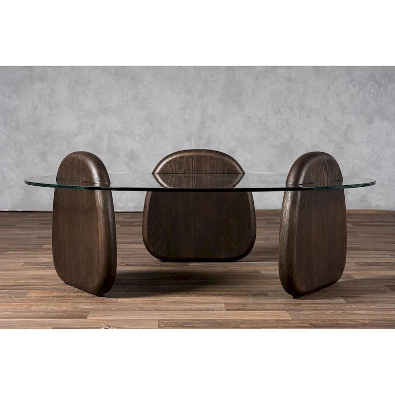 Tavolino da caffè Mid-Century Modern in vetro e noce scuro
