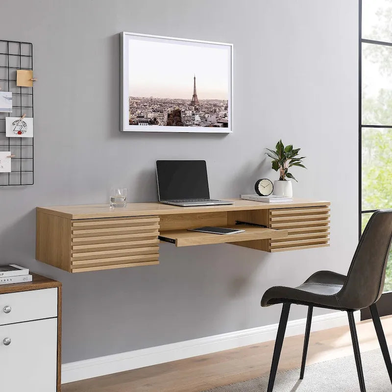 Houten bureautafel voor wandmontage