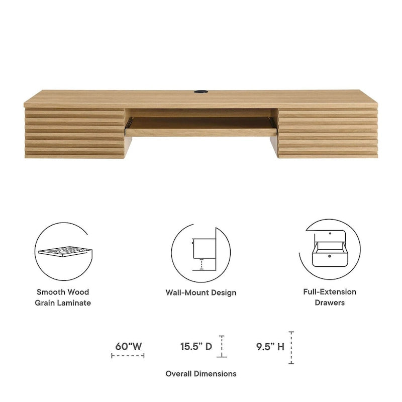 Houten bureautafel voor wandmontage